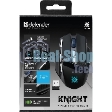 Мышь беспроводная Defender Knight GM-885 черный, 3200 dpi, радиоканал, USB, кнопки - 8