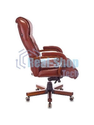 Кресло руководителя Бюрократ T-9926WALNUT светло-коричневый Leather Eichel, кожа, крестовина металл/дерево