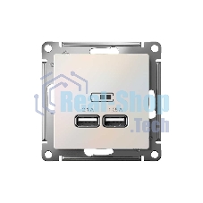 Механизм розетки USB AtlasDesign 5В 1порт х 2.1А 2порта х 1.05А жемчуг SchE ATN000433