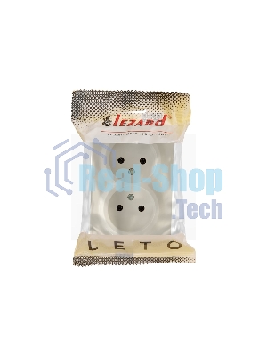 Розетка 2-м ОП LETO без заземл. закрытый корпус ПБТ крем LEZARD 752-0300-128B