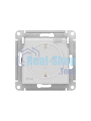Механизм розетки 1-м СП AtlasDesign AQUA с заземл. защ. шторки с защ. крышкой 16А IP44 белый, SchE ATN440146