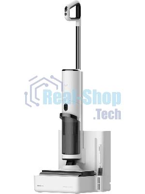 Пылесос вертикальный Deerma DEM-VX910W белый/черный, питание от аккумулятора, 230 Вт, уборка влажная/сухая, пылесборник 0.7 л, работа от АКБ max - 45 мин