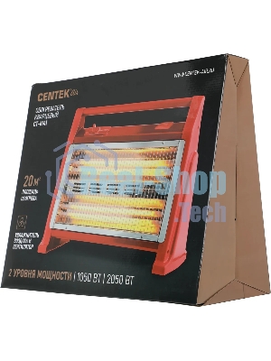 Инфракрасный обогреватель Centek CT-6141 красный, кварцевый, 2000 Вт, 20 м2