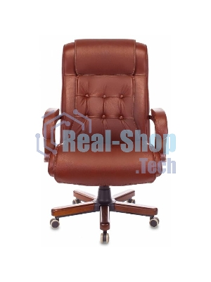 Кресло руководителя Бюрократ T-9926WALNUT светло-коричневый Leather Eichel, кожа, крестовина металл/дерево