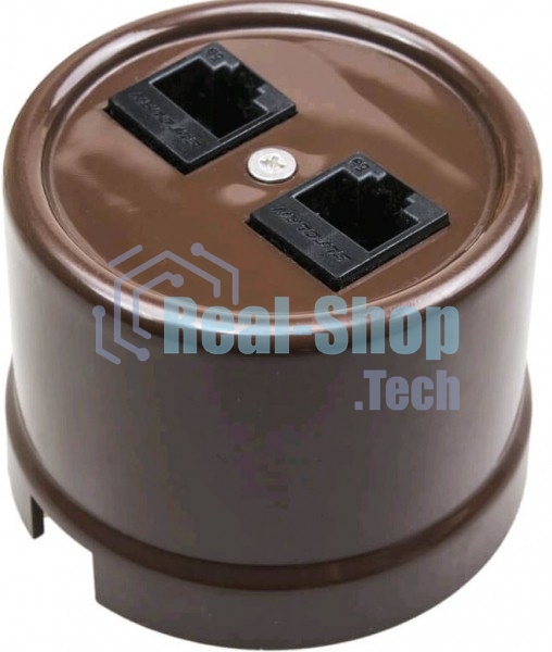 Розетка компьютерная Bironi B1-302-22 2-ая (RJ45) пластик коричневый