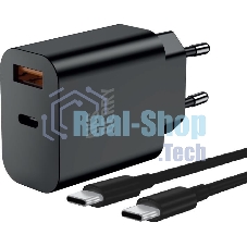 Зарядное устройство Aksberry T43 20W PD + QC3.0 + кабель Type C, черный