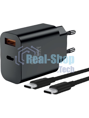 Зарядное устройство Aksberry T43 20W PD + QC3.0 + кабель Type C, черный