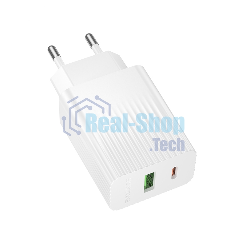 Сетевое зарядное устройство BOROFONE (6941991122880) BAS76A 1USB+1Type-C 3.0A QC3.0 PD 30W White