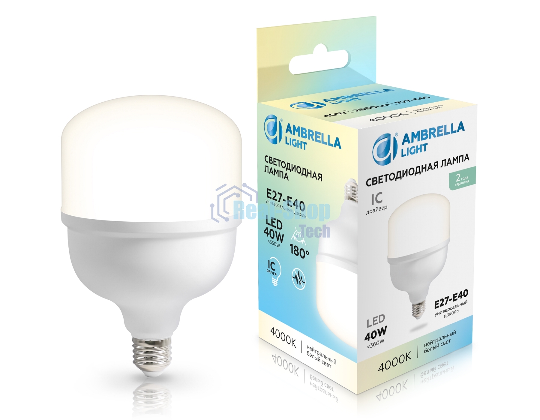 Лампа светодиодная	Ambrella light 1204004 LED T120 40W IC E27-E40 4000K 175-265V