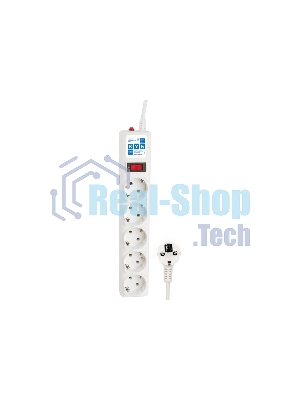 Фильтр-удлинитель, PC 0,5 м 5 р, бел. 10А, SPG-B-0,5M-WHITE