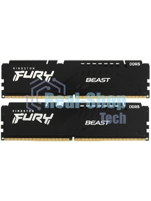 Оперативная память Kingston Fury Beast, DDR5, 32GB (2x16GB), 5600MHz, CL40, DIMM, с радиаторами, черный