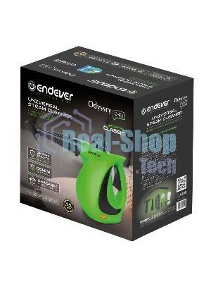 Универсальный ручной отпариватель-пароочиститель Endever Odyssey Q-463, зеленый/черный, мощность 1100 Вт, давление 3,5 бар,производ. 35 г/мин, 6 шт/уп