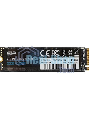 Накопитель SSD Silicon Power P34A60, 512Gb, M.2 2280, PCIe 3.0 x4, NVMe, R/W 2200/1600