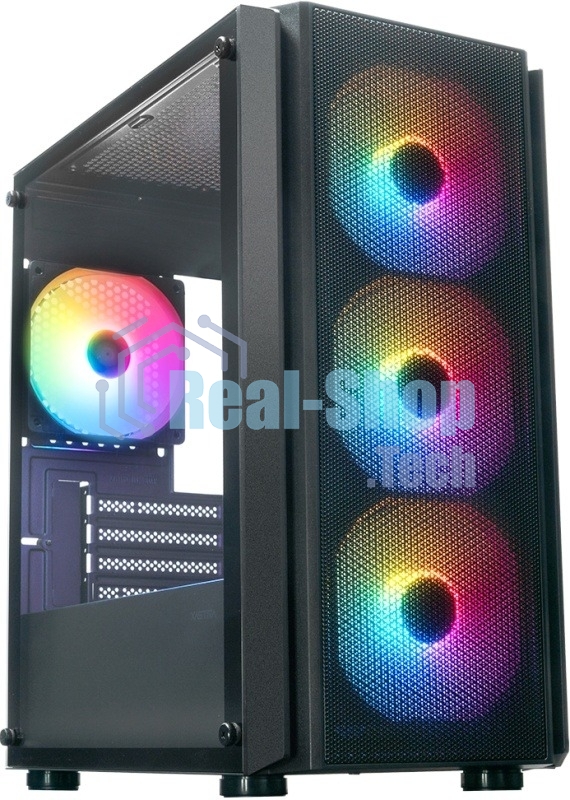 Компьютерный корпус XASTRA A402M 4FRGb Black mATX/Mesh/full-size TG/4x120мм FRGb fans/A402M-4FC12F-BK