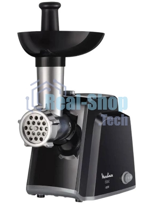 Мясорубка электрическая Moulinex ME105830 черный, 1400 Вт, 1.7 кг/мин, реверс, защита от перегрузки, насадки - 3