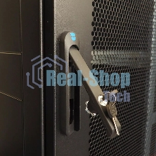 Шкаф серверный напольный 48U (600 1000) дверь перфорированная, задние двойные перфорированные, черный