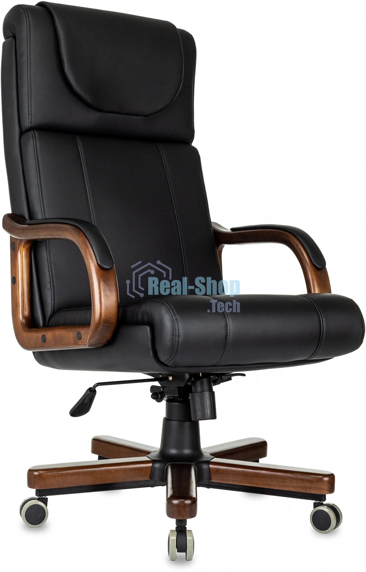 Кресло руководителя Бюрократ T-9933Walnut черный, эко.кожа, крестов. металл/дерево