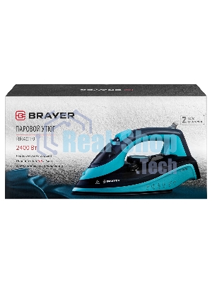 Утюг BRAYER BR4019 голубой/черный, 2400 Вт, 25 г/мин, 140 г/мин, 320 мл
