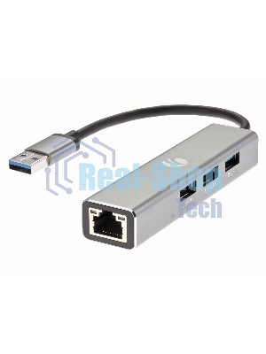 Переходник VCOM USB 3.0 -->RJ-45 1000Mbps+3 USB3.0, Aluminum Shell, 0.2м DH312A