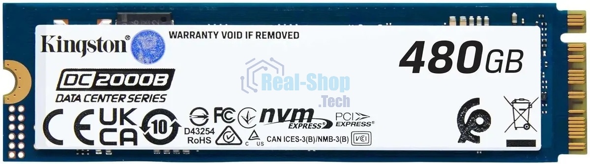 Накопитель SSD Kingston DC2000B, 480Gb, PCIe 4.0 x4, M.2 2280, R/W 7000/800