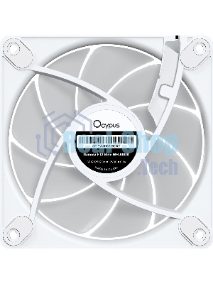 Вентилятор для корпуса Ocypus Gaммa F12 Elite WH ARGB, 120x120x25мм, 4-PIN PWM, 600-1800 RPM, 26 DBA MAX, HYDRO BEARING