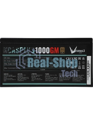 Блок питания Aerocool/Formula 1000W Retail KCAS PLUS 1000GM, 80 PLUS Gold, ATX v2.4, модульный, fan 14cm, 6x PCI-E [6+2-Pin], 10x SATA, 6x MOLEX
