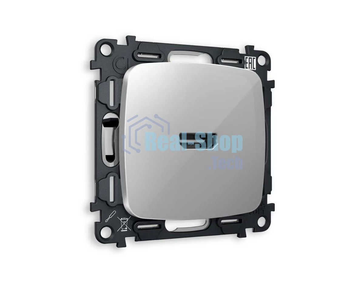 Комплект механизма розетки HDMI 2.0 OMEGA Серебро глянец 40V/500mA 2.0GHz 5-18Gbit/s QUANT (OP4140, VM222) MO414010
