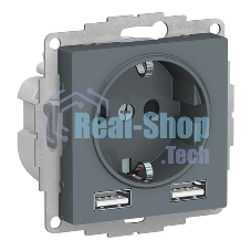 Розетка SE AtlasDesign Грифиль SO + USB A+A, 5В/2,4А, 2х5В/1,2А, механизм