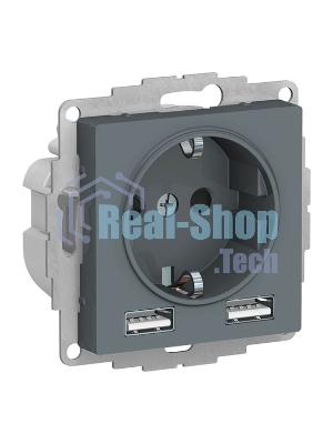 Розетка SE AtlasDesign Грифиль SO + USB A+A, 5В/2,4А, 2х5В/1,2А, механизм