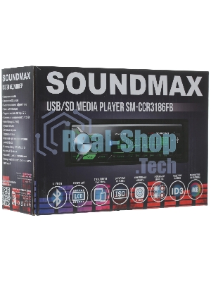 Автомагнитола Soundmax SM-CCR3186, 1 DIN, Bluetooth, USB Type-A, AUX