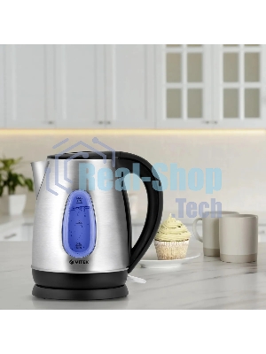 Чайник электрический Vitek VT-7039, 2200 Вт, серебристый и черный