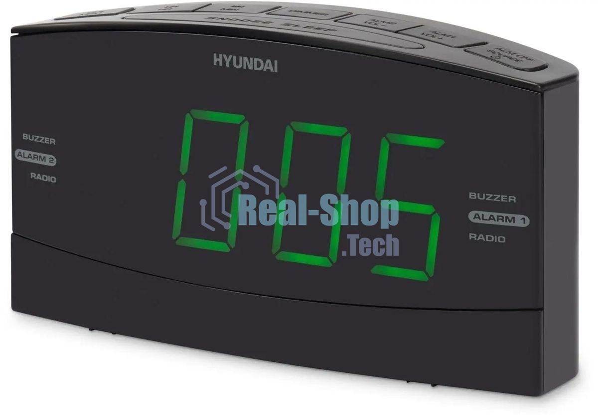 Радиобудильник Hyundai H-RCL238 черный LCD подсв:зеленая часы:цифровые FM