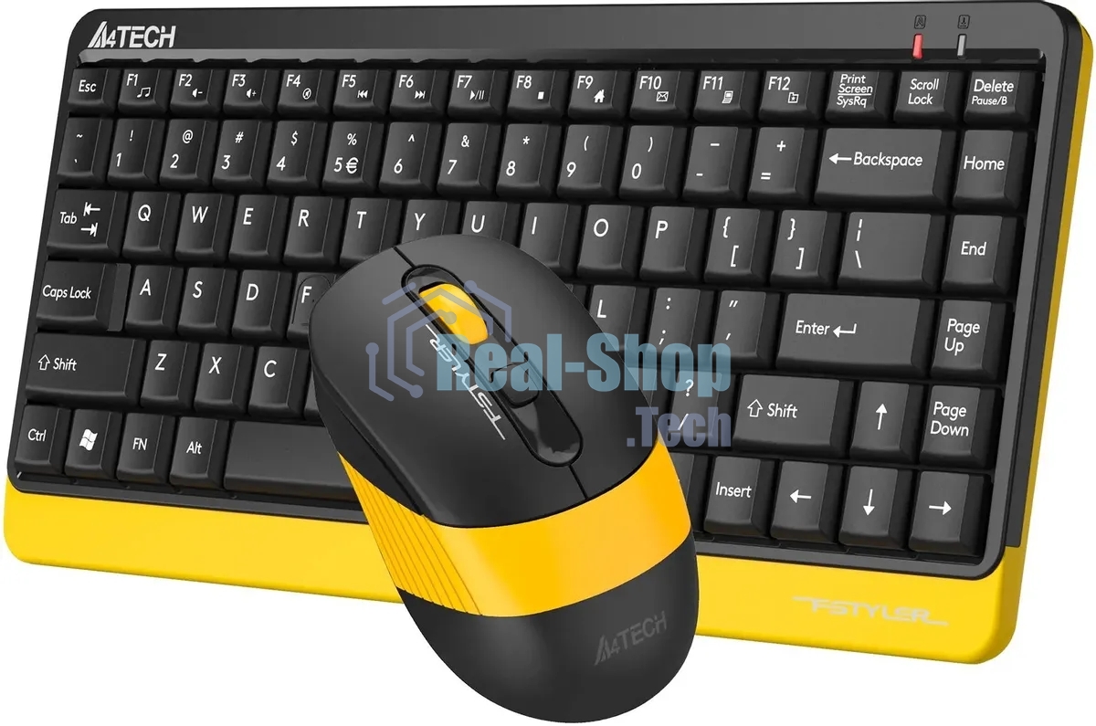 Комплект клавиатура+мышь A4Tech FStyler F1110 Bumblebee проводной, USB, 1200 DPI, жёлтый/чёрный