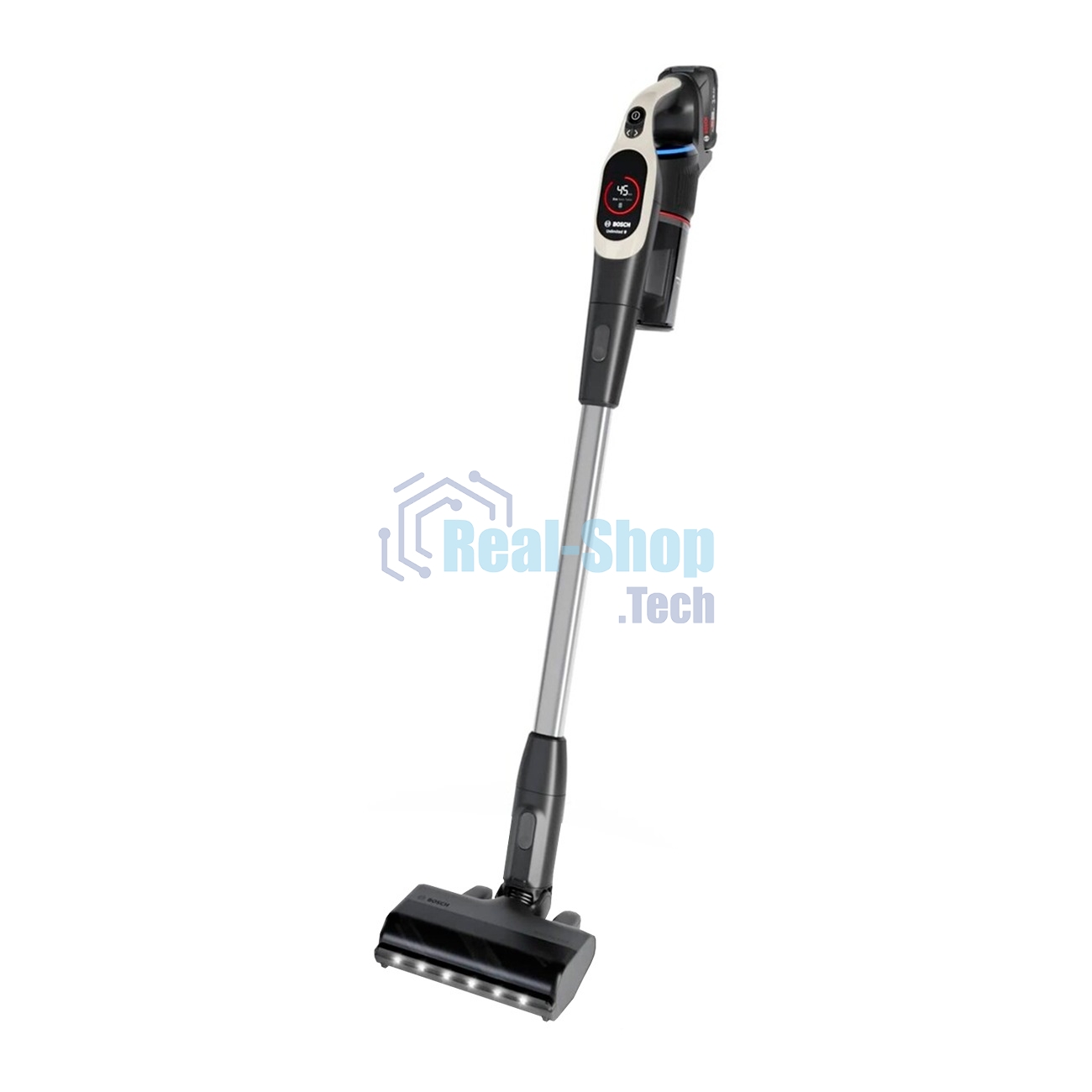 Пылесос вертикальный Bosch BCS931GAC серый, питание от аккумулятора, уборка сухая, пылесборник 0.4 л