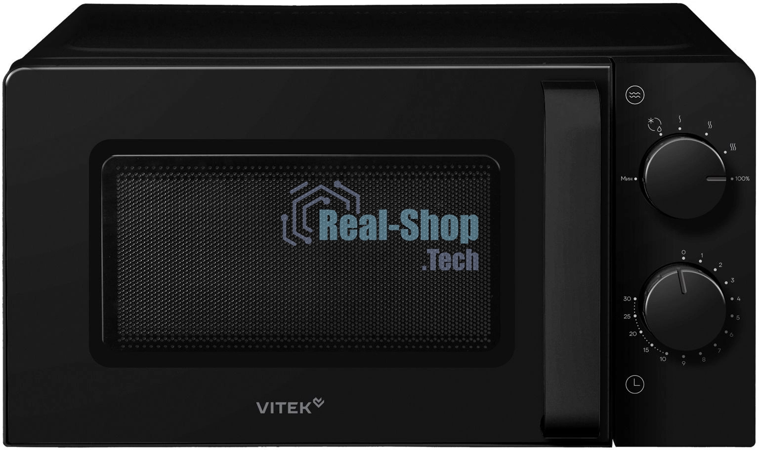 Микроволновая печь Vitek VT-MW0920 черный, 20 л, 700 Вт, переключатели — поворотный механизм