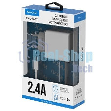 Сетевое зарядное устройство Maxvi CHL-240T 2.4A, with Type-C cable, белый
