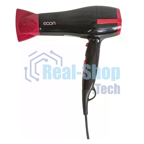 Фен ECON ECO-BH220D черный/красный, 2200 Вт, компактный, ионизация