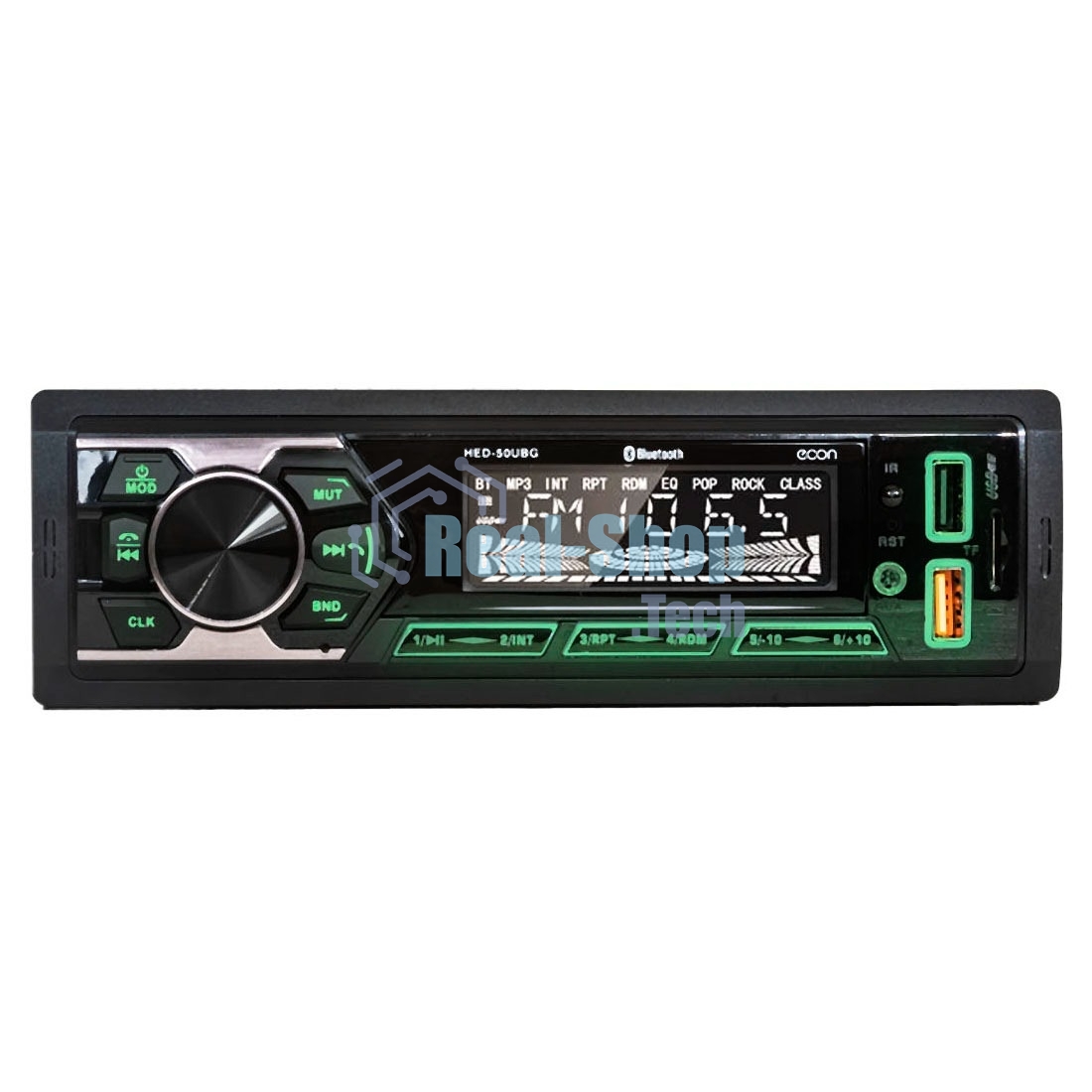 Автомагнитола ECON HED-50UBG, 1 DIN, Bluetooth, USB Type-A, AUX