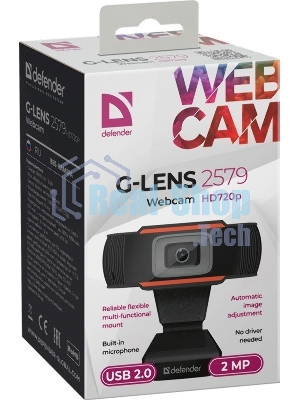 Веб-камера G-lens 2579 HD720p 1280x720, 30 кадр/с, USB Type-A, микрофон, автоосвещение, универсальное крепление