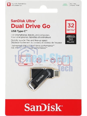 Флешка USB Sandisk DDC3 (SDDDC3-032G-G46), 32Gb, USB 3.0/USB Type-C, R/W 150/30, черный