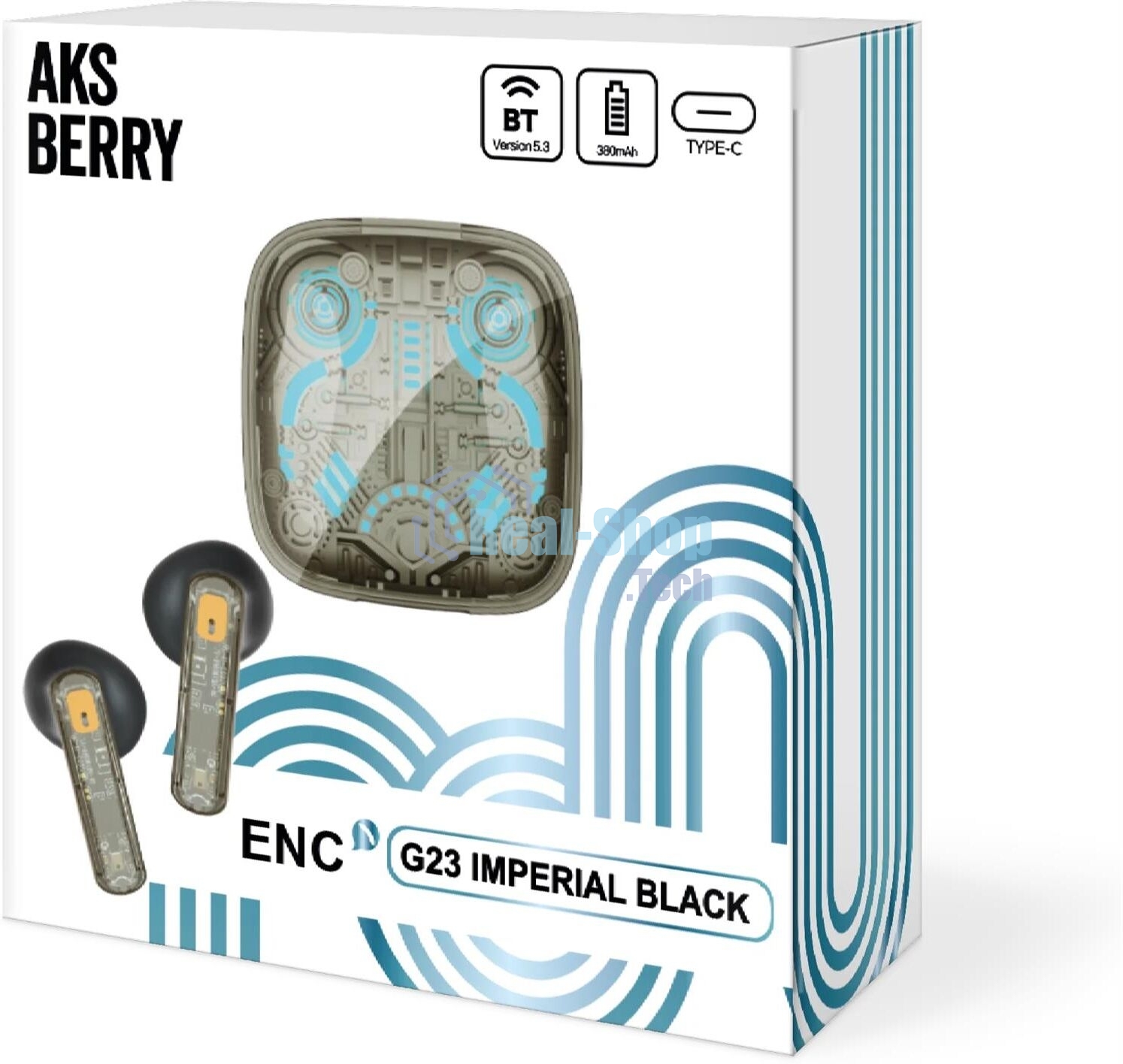 Наушники TWS Aksberry G23 черный, вкладыши, Bluetooth, сенсорное управление, до 4 ч