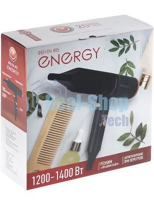 Фен ENERGY EN-805 черный/золотистый, 1400 Вт