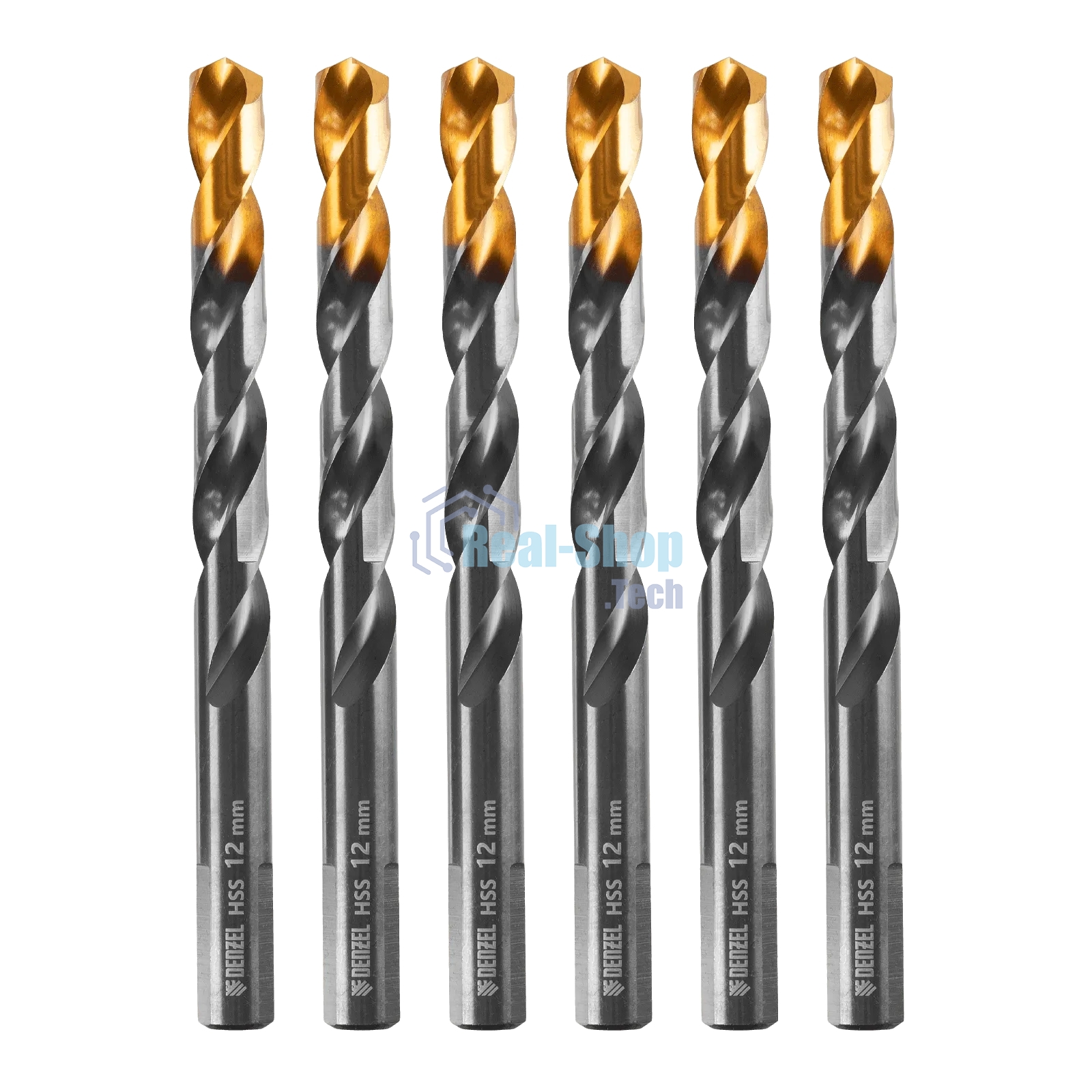 Сверло по металлу Denzel 12 мм, HSS-Tin, Golden Tip, 6 шт.