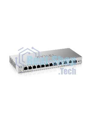 Коммутатор мультигигабитный Smart L2 коммутатор Zyxel XGS1250-12, 8xGE, 3x1/2,5/5/10G, 1xSFP+, кнопка LED ECO Mode, настольный