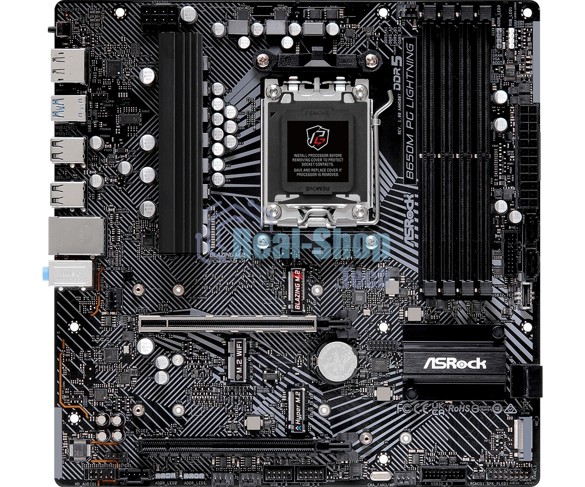 Материнская плата ASRock B650M PG Lightning, AM5, AMD B650, 4xDDR5, 4xSATA, 3xM.2, 1xPCIe 3.0 x4, 1xPCIe 4.0 x16, 1xDP, 1xHDMI, 1x2.5Gb LAN, 1xUSB 3.2 Gen 2, 2xUSB 3.2 Gen 1, 4xUSB 2.0, 3x3.5 мм, 7.1, Micro-ATX