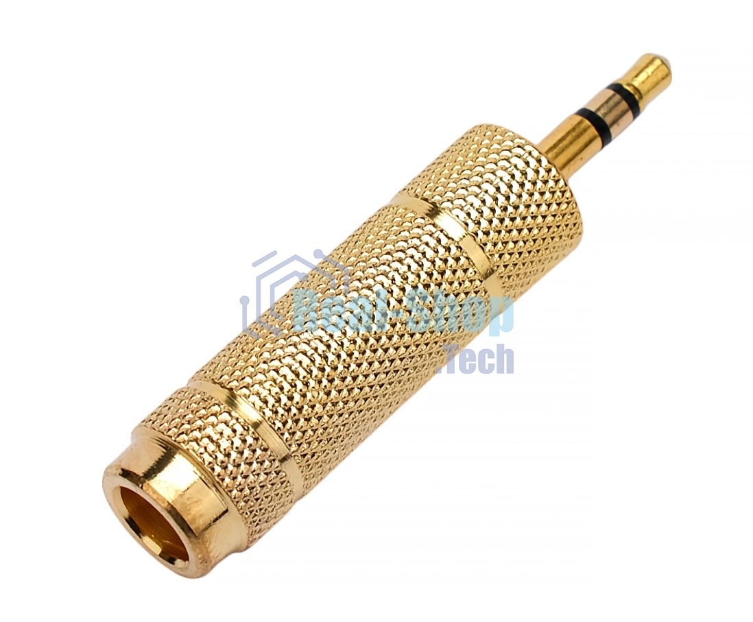 Аудио переходник Cablexpert A-35M-63F, Jack3.5(M) на Jack6.3(F) стерео, золотой, пакет