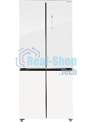 Холодильник Hiberg RFQ-600DX NFGW inverter белое стекло трехкамерный 327/174л морозилка снизу, No Frost, Side by Side