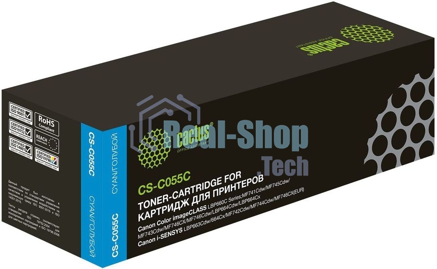 Картридж лазерный Cactus CS-C055C голубой (2100 стр.) для Canon LBP663Cdw, LBP664Cx, MF746Cx, MF742Cdw, MF744Cdw