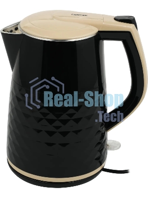 Чайник электрический Centek CT-0025 черный металл 1.8л, 1800W, двойные стенки, кнопка вкл. на ручке