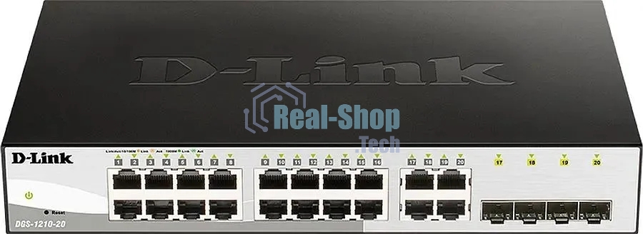 Коммутатор управляемый L2 D-Link DGS-1210-26/FL2A с 24 портами 10/100/1000Base-T и 2 портами 1000Base-X SFP
